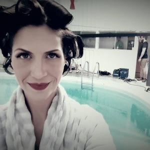 On set of ALONE AT THE POOL