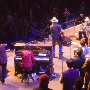 Davide Rossi performing with Neil Young at the Bridge School Benefit, Mountain View, California, October 2009.