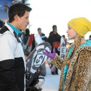 Still of Mike C. Manning and Dove Cameron on set of Disney Channel's 