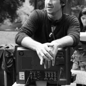 Writer-Director Josh Sugarman on the set of TROPHY KIDS.