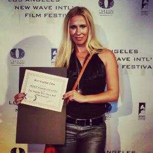 Delka Nenkova receiving Award BEST FEATURE FILM  for DELKAStandUp Tall or Fall at LOS ANGELES NEW WAVE INTERNATIONAL FILM FESTIVAL Fall 2015