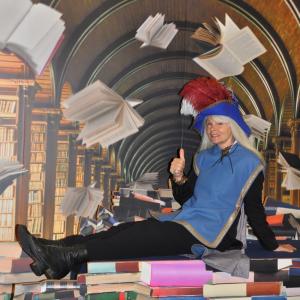 Flying books all around...but I'm sitting down