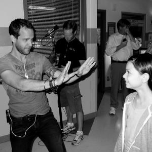 Nikki with Director Sandford Bookstaver on set of The Night Shift 2013