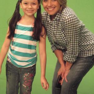 Nikki Hahn and Katie Couric on set of Jimmy Kimmel 2011