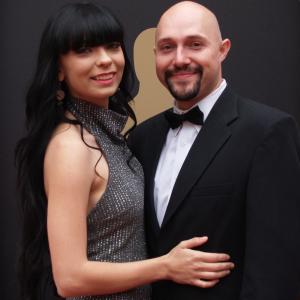 Director and actor Adam Sonnet with actress Elle Sonnet at the 87th Academy Awards 2014