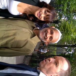 On the set of Blue Bloods with Marisa Ramirez and Donnie Wahlberg