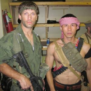 Thom Tran with friend Joe Anderson dressed up as their avatar characters from Call of Duty Black Ops at the COD XP event July 2011