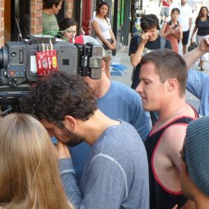 Director Josh Radnor and Travis A McAfee on location filming Liberal Arts 2012