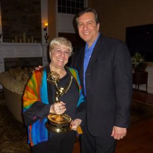 Tom Wardach with Judy Henderson and her Emmy
