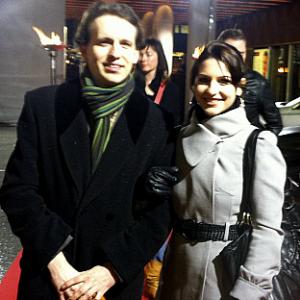 With the young actress Carolin Becker on the red carpet at the Berlinale Directors Night 2012