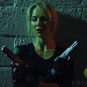 Nadia Kay on the set of 'Assassinista' (2015)