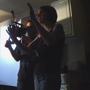 Katie Carman directing on the set of EAT ME!