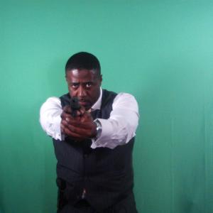 AS JAMES MARKS, ON THE SET OF DISHONORABLE VENDETTA