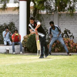 Syed Faiz Mubarak playing cricket at Woodz Inn Retreat Cricket Ground.