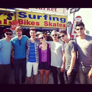Melanie Booth with The Wanted, filming a Pepsi commercial.