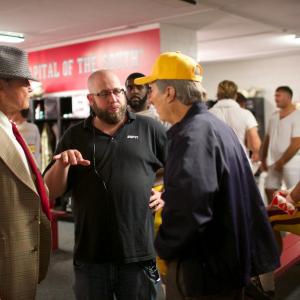 Discussing the scene with Jon Voight and Lee Perkins