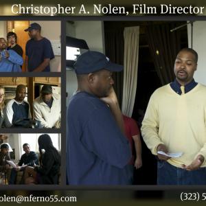 Film Director/Producer Christopher Nolen in action directing and producing on his film set 