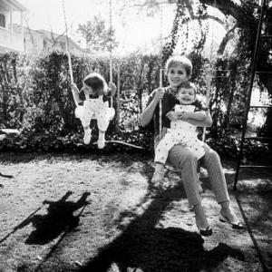 Debbie Reynolds with her children, Carrie Fisher and Todd Fisher, at home, 1960.