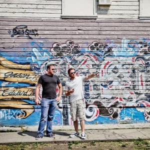 Producers Chris St Pierre and Hunter Davis location scouting in East Lost Angeles