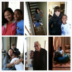 Tyson/Max on the set of The Hallmark Hall of Fame Movie, Remember Sunday. Tyson with Dana Gourrier (Max's mom) top left , Alexis Bledel top right, and Jeff Bleckner (Director)