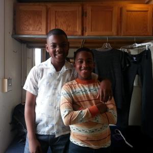 Tyson Ford & Isaac White on the set of the Butler