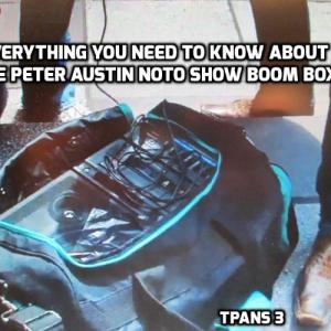 THE PETER AUSTIN NOTO SHOW Boom BOX REQUIRED 12,000 AA batteries to generate its full volume power an could be heard up to 6 feet away at times AN sometimes 7 feet
