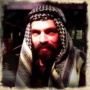 Louis Moncivias portraying a Middle Easterner for a film