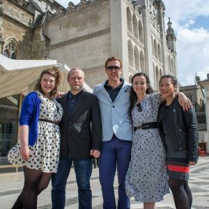 Siobhan Daly, Damian Lewis and the Grassroots Shakespeare London team celebrating Shakespeare's 450th birthday at London's Guildhall.