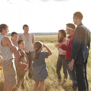 Directing a gaggle of children and Doug Jones! on the set of Dust of War