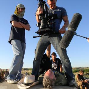 Shooting actor Gary Graham (Alien Nation, Robot Jox) on the set of 'Dust of War'