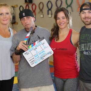 DIrector Rob Hawk with UFC fighters Holly Holm, Miesha Tate, and Bryan Caraway