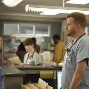 Still of Edie Falco and Stephen Wallem in Nurse Jackie 2009
