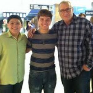 Austin Coleman working on the set of Modern Family with Ed ONeill and Rico Rodriguez 2013