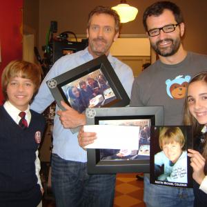 Austin with the Director of House MD, Greg Yaitanes, Hugh Laurie and Haley Pullos