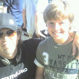 Austin working on the set of Warner Brothers' Southland with Director, Nelson McCormick