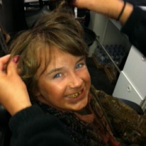 Keegan Boos in hair/make-up on the set of 'Reconstruction'