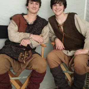 Young Finn Voltaire Counciland Young Elijah Perry Cox on set of The Originals