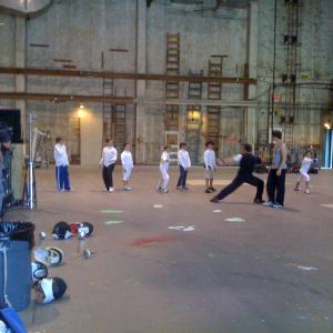 Rehearsal at the 20th Century lot for the 2009 episode of Modern Family En Garde