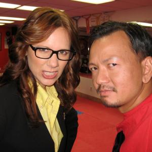 Carla Betz and Kevin Trang on set of Slou Foot and Doucha pilot