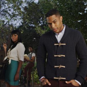 Still of Brandon P Bell Nia Jervier and Teyonah Parris in Dear White People 2014