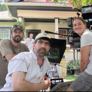 Jose sets up a shot with first AC Kelly Wright and dolly grip Matt Byrnes