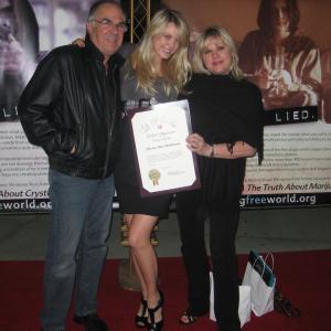 Mason Rae  her family on the Red Carpet w Masons award from the Mayor of Los Angeles 2009
