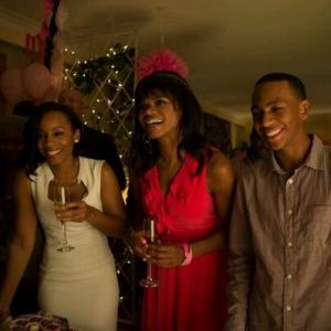 Jahmil French on set with Anika Noni Rose Kimberly Elise and Tichina Arnold A Day Late A Dollar Short
