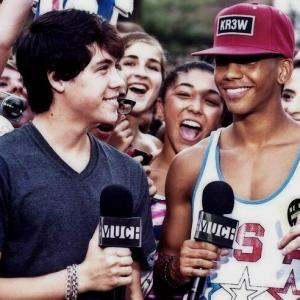 Jahmil French and Munro Chambers at Degrassi season 12 premier hosted by Much Music.