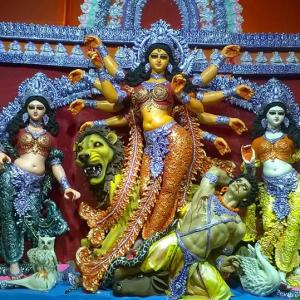 A shot from one of the Durga Puja pratimas in 2015 at Kolkata Calcutta India