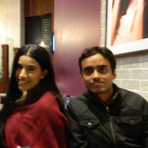 Kaustav Sinha right with the renowned Bollywood actress  model Maushmi Udeshi in Mumbai Bombay on February 2013