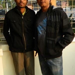 Kaustav Sinha (left) along with the drum player of the #1 Bengali rock band, the 