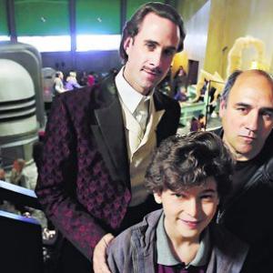 David Mazouz with Joseph Fiennes and Director, Juan Pablo Buscarini on set of The Gamesmaker