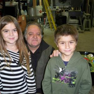 Stone & HannaH Eisenmann visiting CREATURE EFFECTS with Owner Mark Rappaport.One of their fav places to hang out.