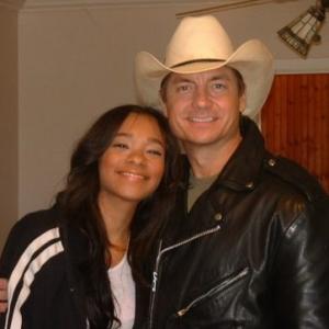 Lance and performing artist Imaj Thomas, on the set of her music video 